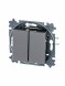 Выключатель ABB Levit сталь / дымчатый чёрный двухклавишный 2CHH590545A6069 3559H-A05445 69W
