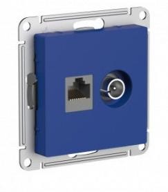 ATN001189 Atlasdesign РОЗЕТКА двойная ТВ + компьютерная RJ45, кат. 5Е Аквамарин Schneider Electric