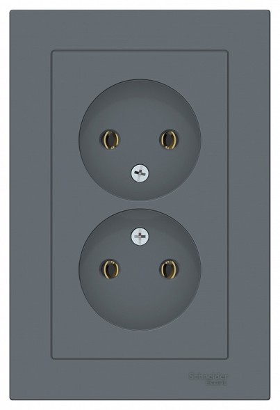 Розетка Schneider Electric Atlasdesign Грифель двойная без заземления,16А, в сборе ATN000720