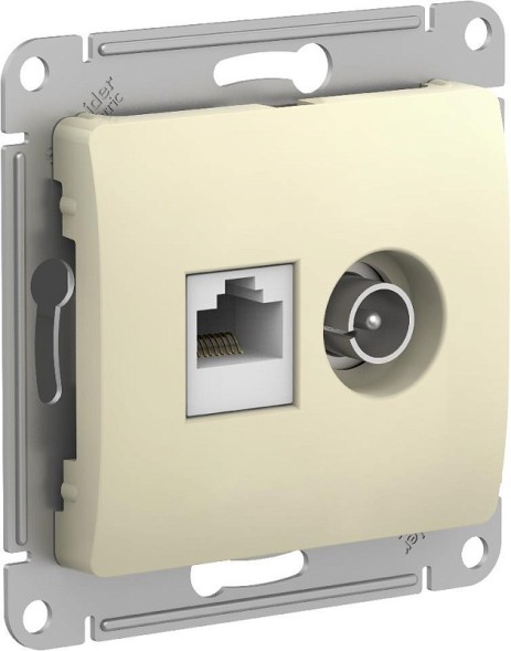 Розетка двойная ТВ + компьютерная RJ45, кат. 5Е, механизм Schneider Electric Glossa Бежевый GSL000289