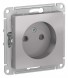 Розетка Schneider Electric Atlasdesign Алюминий без заземления со шторками, 16А, механизм ATN000349