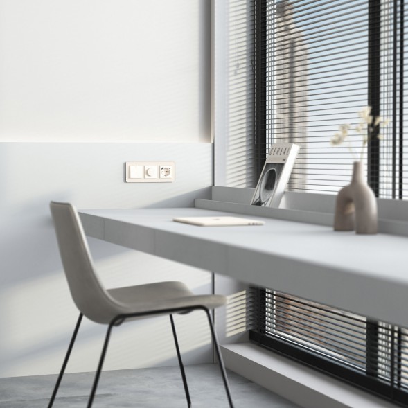 Розетка с заземлением, шторками и USB тип A+C (айвори матовый) Werkel W1171762