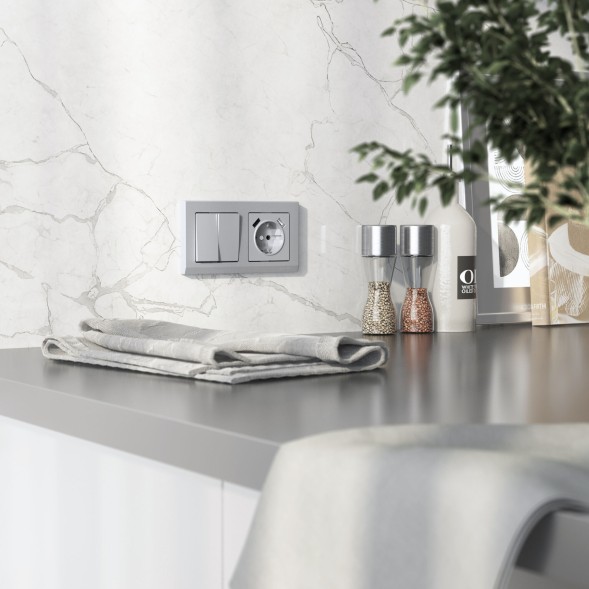 Накладка для розетки USB (серебряный матовый) W1179565