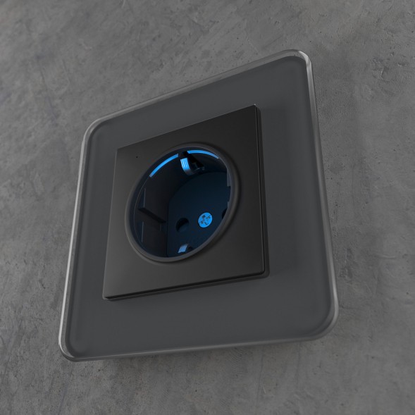 Розетка с подсветкой (черный матовый) Werkel W1171408