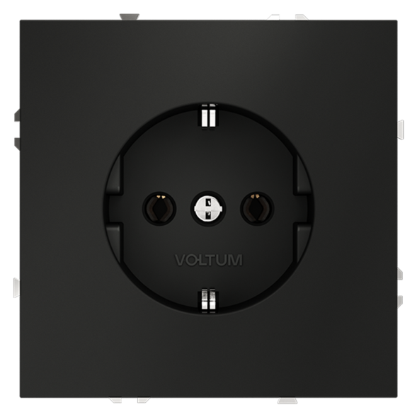 Розетка встраиваемая VOLTUM S70 с заземлением 16А, (черный матовый)