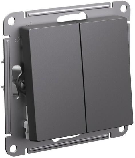 ATN001417 Atlasdesign Нажимная 2-клавишная кнопка, сх.2, 10А, механизм, БАЗАЛЬТ Schneider Electric