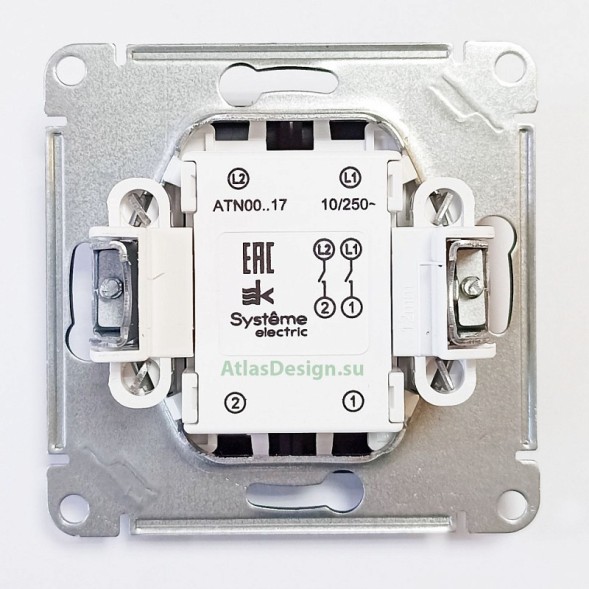 ATN001417 Atlasdesign Нажимная 2-клавишная кнопка, сх.2, 10А, механизм, БАЗАЛЬТ Schneider Electric