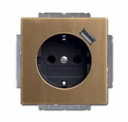 Розетка ABB Династия Латунь античная Schuko с устройством зарядным USB 20 EUCBUSB-82-500 16А 700 мА электронная защита от перегрузки и КЗ безвинтовые клеммы защитные шторки 2CKA002011A6246 20 EUCBUSB-840-500