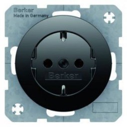 Штепсельная розетка Berker R.1 черная с блеском SCHUKO 41432045