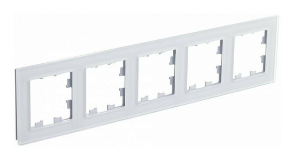 Рамка Schneider Electric Atlasdesign пятипостовая Nature белое стекло ATN320105