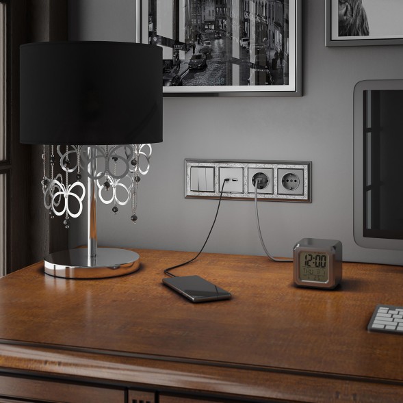 Выключатель трехклавишный (серебряный) Werkel W1130006