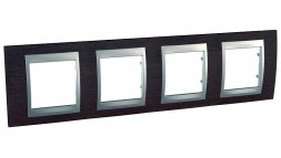 Рамка Schneider Electric Unica Top Венге / Алюминий 4 поста MGU66.008.0M3