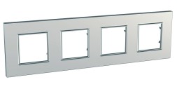 Рамка Schneider Electric Unica Quadro Серебро 4 поста MGU6.708.55