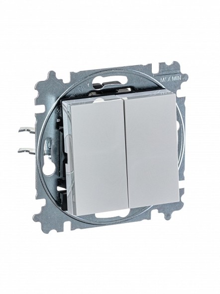 Выключатель ABB Levit серый / белый двухклавишный 2CHH590545A6016 3559H-A05445 16W