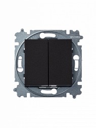 Выключатель ABB Levit антрацит / дымчатый чёрный двухклавишный 2CHH590545A6063 3559H-A05445 63W