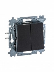 Выключатель ABB Levit антрацит / дымчатый чёрный двухклавишный 2CHH590545A6063 3559H-A05445 63W