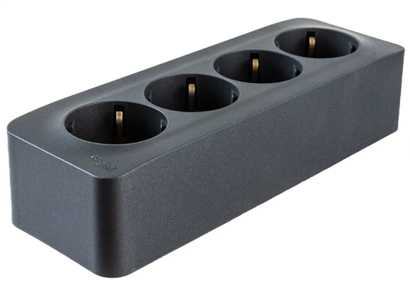 4-ая розетка Schneider Electric открытой установки, с заземлением, со шторками Антрацит Blanca BLNRA011416