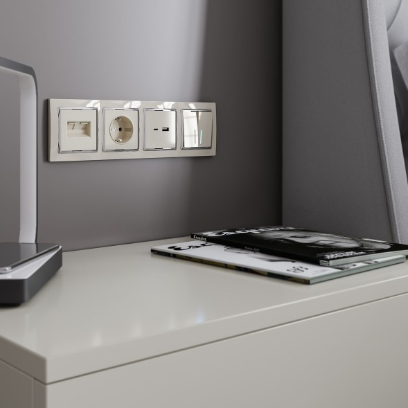 Выключатель двухклавишный с подсветкой (слоновая кость) Werkel W1120103