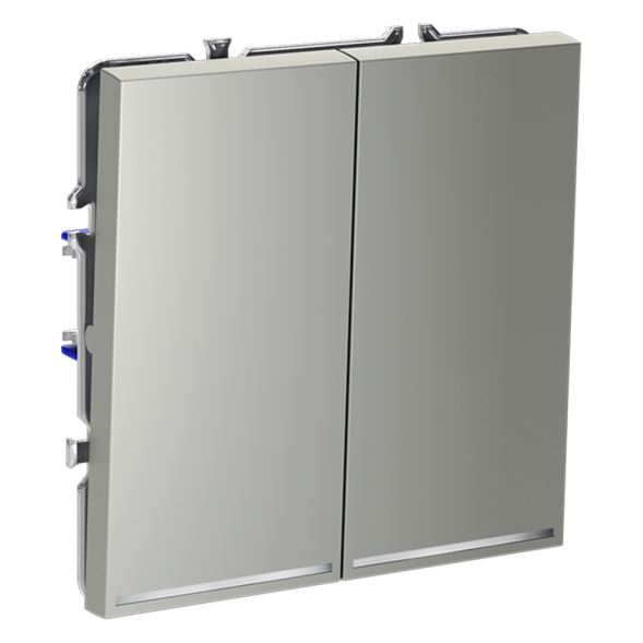 Выключатель встраиваемый VOLTUM S70 двухклавишный с подсветкой 10А, (сталь)