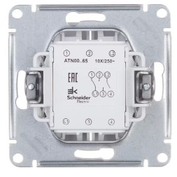 2-клавишный ПЕРЕКЛЮЧАТЕЛЬ, 10АХ, механизм, быстрозажим. клем., СТАЛЬ Schneider Electric Art Gallery GAL000965S
