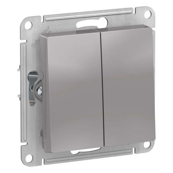 ATN000317 Atlasdesign Нажимная 2-клавишная кнопка, сх.2, 10А, механизм, АЛЮМИНИЙ Schneider Electric