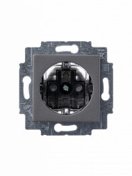 Розетка ABB Levit сталь / дымчатый чёрный с заземлением со шторками 16А 2CHH203457A6069 5520H-A03457 69W