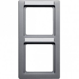 Рамка Berker Q.1 Алюминий с эффектом бархата, с полем для надписей 2 поста вертикальная 10126014