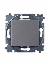 Переключатель ABB Levit сталь / дымчатый чёрный перекрёстный одноклавишный 2CHH590745A6069 3559H-A07445 69W