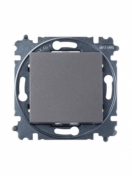 Переключатель ABB Levit сталь / дымчатый чёрный перекрёстный одноклавишный 2CHH590745A6069 3559H-A07445 69W