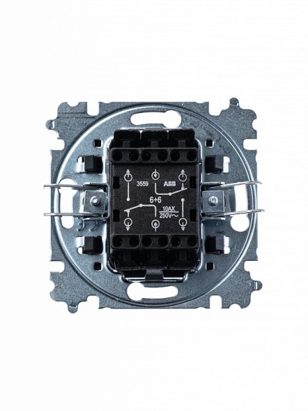 Переключатель ABB Levit белый / дымчатый чёрный двухклавишный 2CHH595245A6062 3559H-A52445 62W