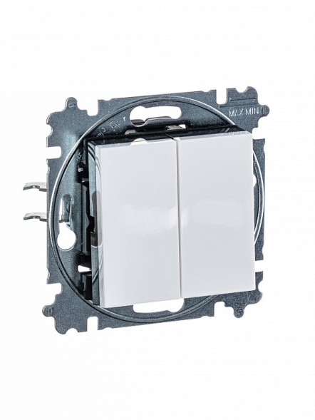 Переключатель ABB Levit белый / дымчатый чёрный двухклавишный 2CHH595245A6062 3559H-A52445 62W