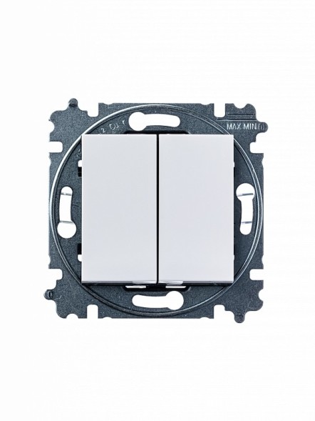 Переключатель ABB Levit белый / дымчатый чёрный двухклавишный 2CHH595245A6062 3559H-A52445 62W