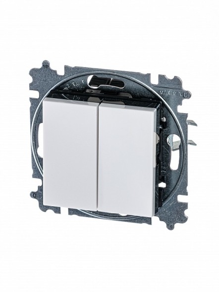 Переключатель ABB Levit белый / дымчатый чёрный двухклавишный 2CHH595245A6062 3559H-A52445 62W