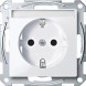 Механизм розетки Merten M-серия активный белый заземленным контактом со шторками c полем для надписи MTN2302-0325