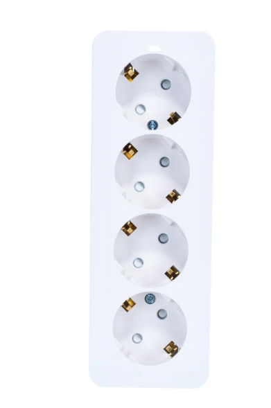 Розетка 4-м Schneider Electric ОП BLANCA 16А 250В защитные шторки, с заземлением Белая Blanca BLNRA011411