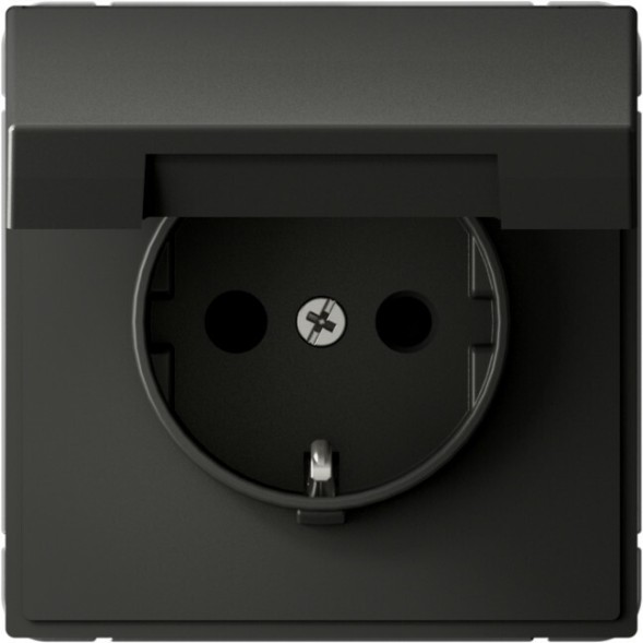 Розетка электрическая со шторками с откидной крышкой (Базальт) Schneider Electric Systeme Art Gallery GAL001446