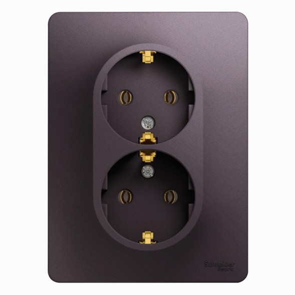 Розетка двойная с заземлением,16А, 250В, в сборе Schneider Electric Glossa Сиреневый туман GSL001424