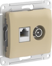 Розетка двойная ТВ + компьютерная RJ45, кат. 5Е, механизм Schneider Electric Glossa Титан GSL000489
