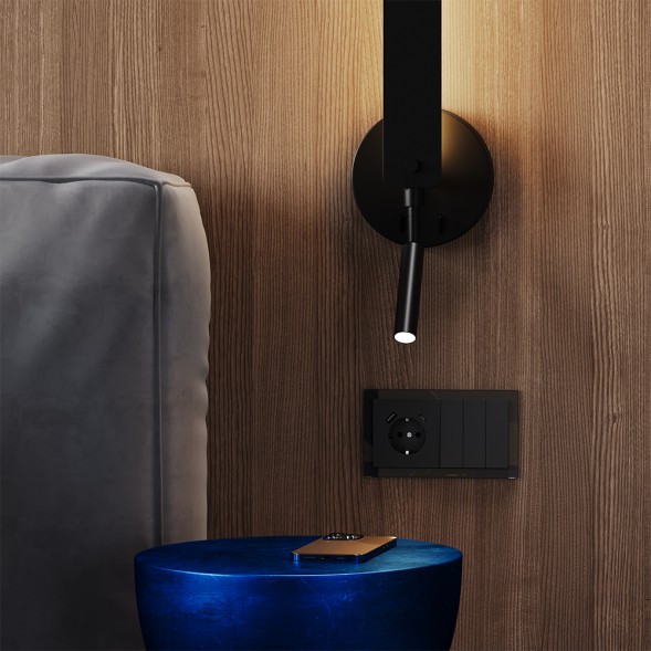 Выключатель встраиваемый VOLTUM S70 трехклавишный 10А, (черный матовый)