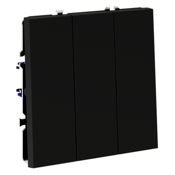 Выключатель встраиваемый VOLTUM S70 трехклавишный 10А, (черный матовый)