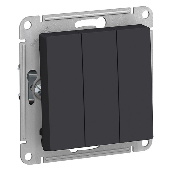 Трехклавишный Выключатель Schneider Electric Atlasdesign Карбон сх.1+1+1, 10АХ, механизм ATN001031