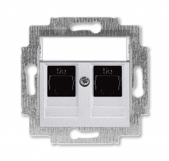 Розетка телефонная ABB Levit серебро двойная 2хRJ45 категория 5e 2CHH295118A6070 5014H-A51018 70W