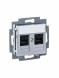 Розетка телефонная ABB Levit серебро двойная 2хRJ45 категория 5e 2CHH295118A6070 5014H-A51018 70W