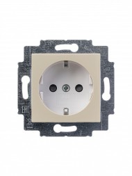 Розетка ABB Levit слоновая кость / белый с заземлением со шторками 16А 2CHH203457A6017 5520H-A03457 17W