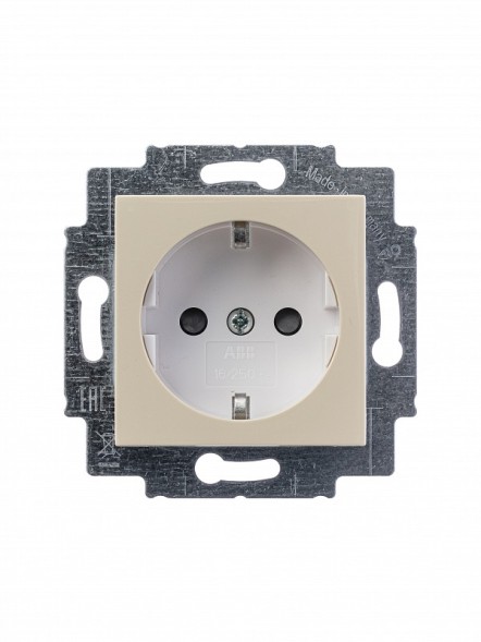 Розетка ABB Levit слоновая кость / белый с заземлением со шторками 16А 2CHH203457A6017 5520H-A03457 17W