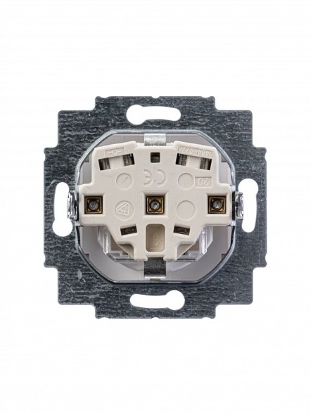 Розетка ABB Levit слоновая кость / белый с заземлением со шторками 16А 2CHH203457A6017 5520H-A03457 17W