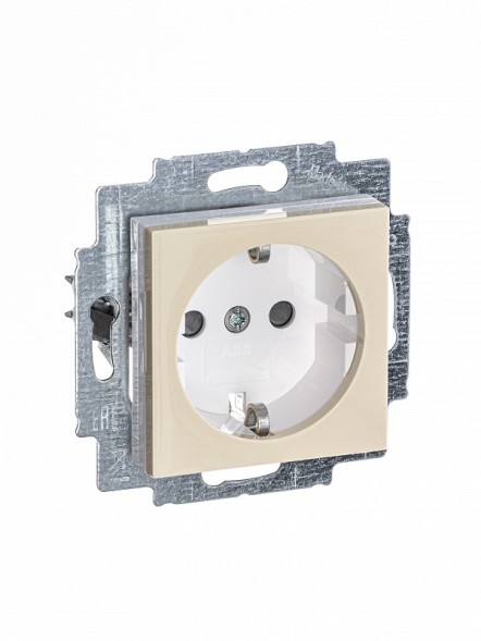 Розетка ABB Levit слоновая кость / белый с заземлением со шторками 16А 2CHH203457A6017 5520H-A03457 17W