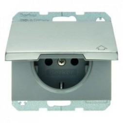 Штепсельная розетка Berker K.5 нержавеющая сталь SCHUKO с откидной крышкой 47517104