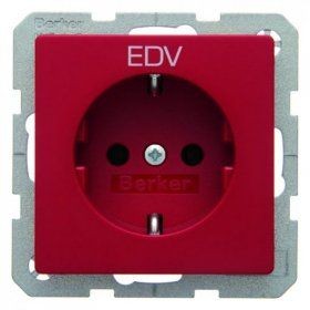 Штепсельная розетка Berker Q.1 красный бархат SCHUKO с оттиском с надписью &quot;EDV&quot; 47436022