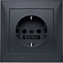 Штепсельная розетка Berker R.1 антрацит, матовый SCHUKO с крышкой 47229949